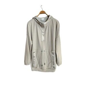 Varley Cornwell Hoodie Sweatshirt Half Zip SZ Medium Sage Grey Soft‎ Cord Womens